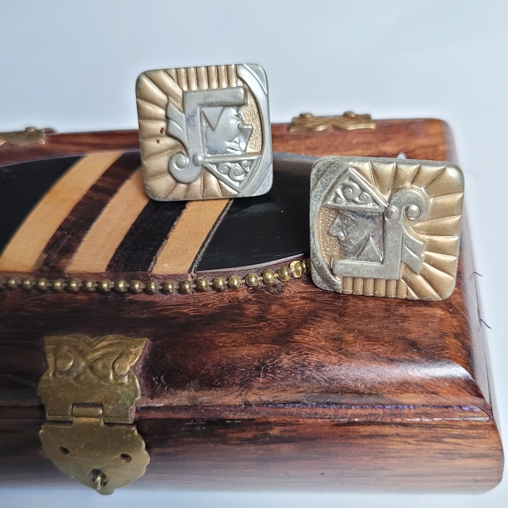 Vintage Roman Warrior Cufflinks - Brass Cuff Links